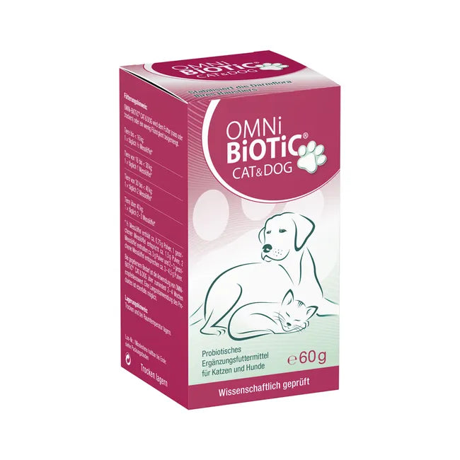 OMNi-BiOTiC CAT & DOG | Probiotic for Cats & Dogs | 2 Bacterial Strains + MOS | Gut Flora & Digestive Support | 60 g Powder | PZN 16034751