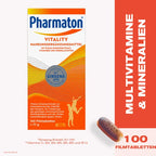 Pharmaton® Vitality with Ginseng G115® | 12 Vitamins + 6 Minerals for Energy & Vitality | 100 Tablets | PZN 16038766