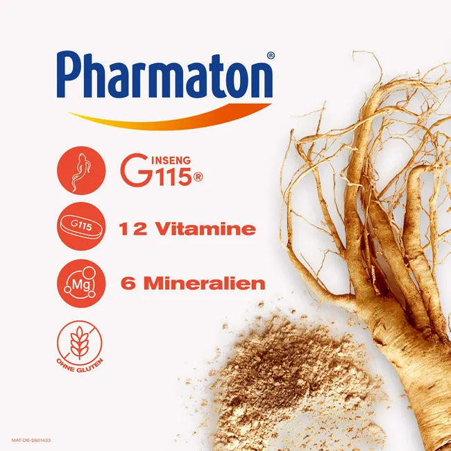 Pharmaton® Vitality with Ginseng G115® | 12 Vitamins + 6 Minerals for Energy & Vitality | 100 Tablets | PZN 16038766