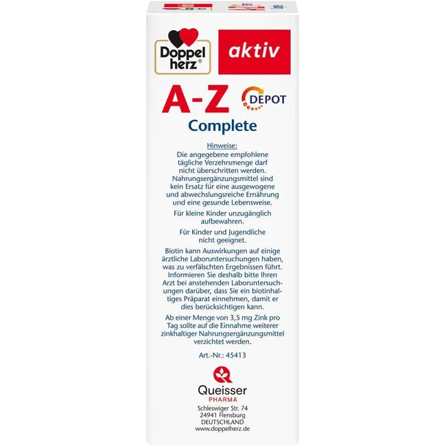 Doppelherz aktiv A–Z Complete DEPOT 120 Depot Tablets | Complete Multivitamin & Mineral Formula | 23 Vitamins, Minerals, Trace Elements & Lutein | PZN 16732219