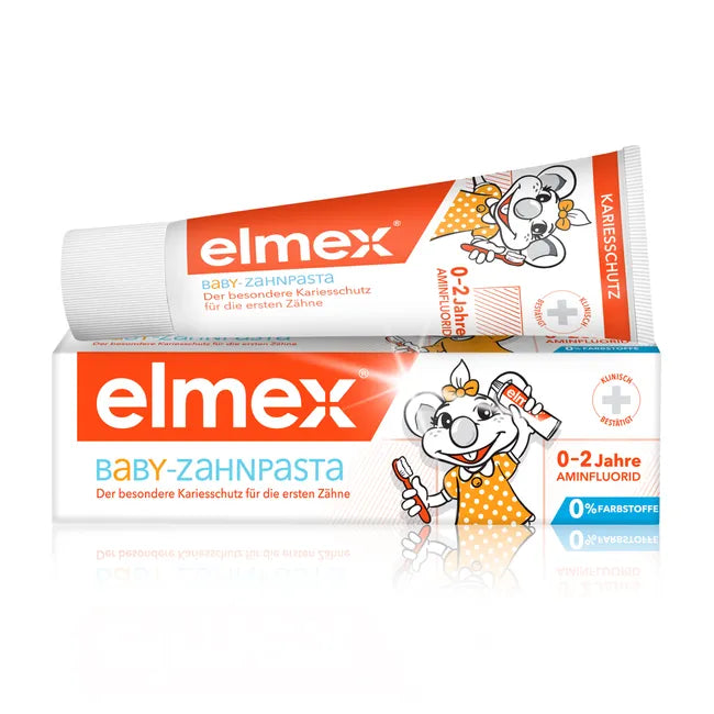 elmex Baby Oral Care Set 0–2 Years | 3× Baby Toothpaste 50 ml + Learning Toothbrush | First Milk Teeth | PZN 16783375 + 01561249