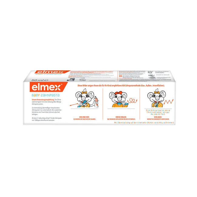 elmex Baby Oral Care Set 0–2 Years | 3× Baby Toothpaste 50 ml + Learning Toothbrush | First Milk Teeth | PZN 16783375 + 01561249