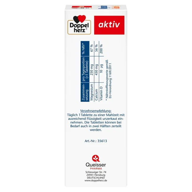 Doppelherz Magnesium + Calcium + D3 | 250 mg Magnesium + 450 mg Calcium & Vitamin D3 | Bone & Muscle Support | 120 Tablets | PZN 16824542