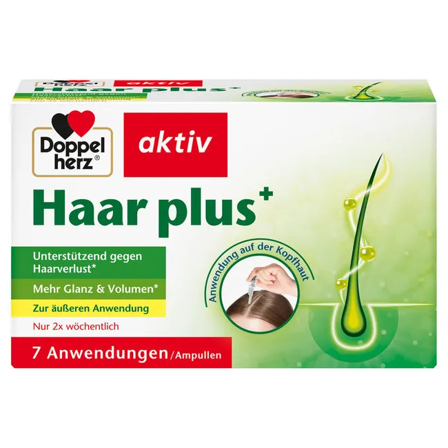 Doppelherz Hair Care Duo Set | Haar plus+ Ampoules 2 Boxes (PZN 16866090) + Haar Intensiv + Biotin Capsules (PZN 16849737) | Complete Inside & Outside Hair Care
