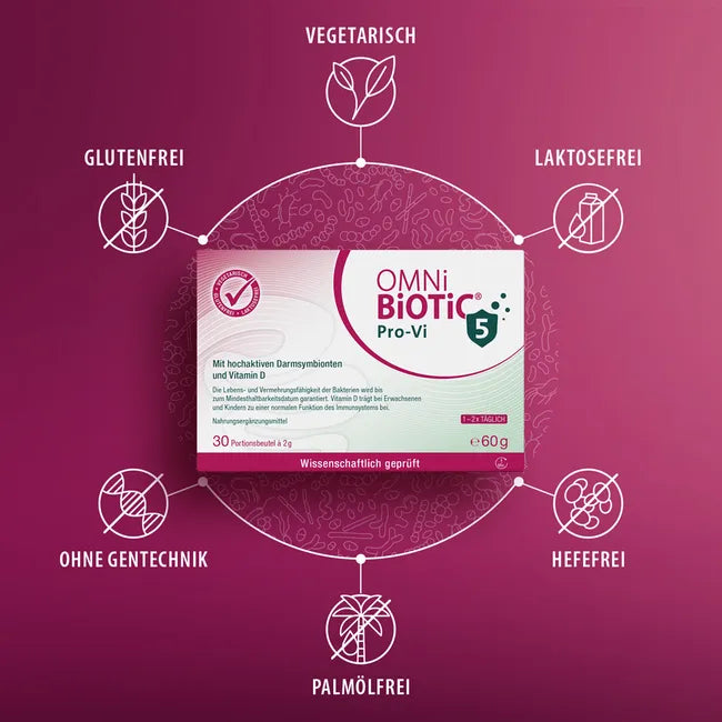 OMNi-BiOTiC Pro-Vi 5 | Immune Support Probiotic | 5 Live Probiotic Strains | 10 Billion CFU + Vitamin D3 | 30 Sachets | PZN 16907334
