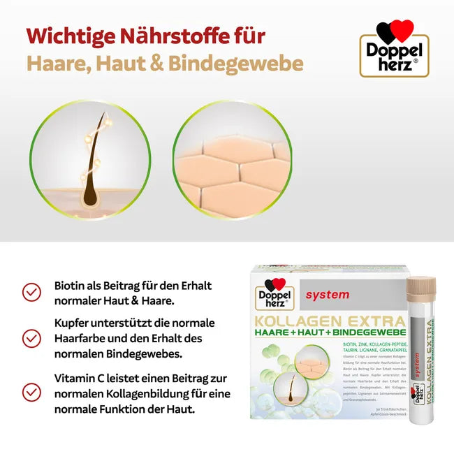 Doppelherz System Collagen Beauty Duo Set | KOLLAGEN BEAUTY (PZN 13332904) + KOLLAGEN EXTRA (PZN 17215437) | 60 Drinking Vials | Hair, Skin & Connective Tissue Support | Made in Germany