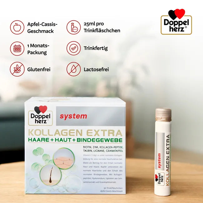 Doppelherz System Collagen Beauty Duo Set | KOLLAGEN BEAUTY (PZN 13332904) + KOLLAGEN EXTRA (PZN 17215437) | 60 Drinking Vials | Hair, Skin & Connective Tissue Support | Made in Germany
