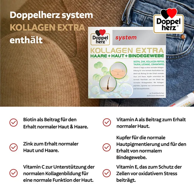 Doppelherz System Collagen Beauty Duo Set | KOLLAGEN BEAUTY (PZN 13332904) + KOLLAGEN EXTRA (PZN 17215437) | 60 Drinking Vials | Hair, Skin & Connective Tissue Support | Made in Germany