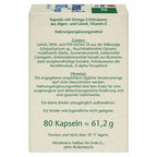Doppelherz pure Omega-3 1075 Vegan | Algae Oil + Flaxseed Oil | EPA, DHA & ALA + Vitamin E | Fish-Free Plant-Based Omega-3 | 80 Capsules | PZN 17261503