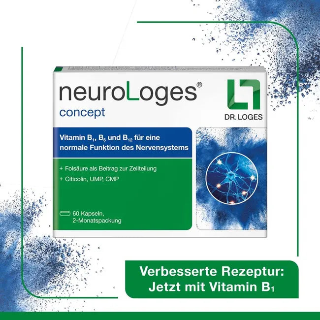 NeuroLoges Concept Capsules 60 Capsules | Citicoline + UMP + CMP + B Vitamins | Nerve Health Support | Vegan | Made in Germany | PZN 17308127