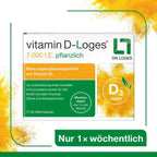 Vitamin D-Loges 7,000 IU Plant-Based | Vegan Vitamin D3 from Algae | Once Weekly | 90 Softgels | PZN 17525936