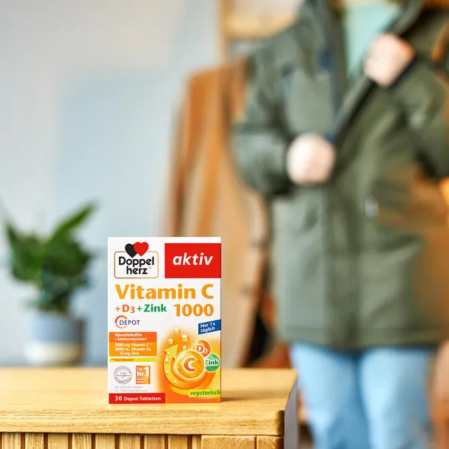 Doppelherz® aktiv Vitamin C 1000 + D3 + Zinc DEPOT | 3-Pack | High-Dose Immune Support | 90 Tablets