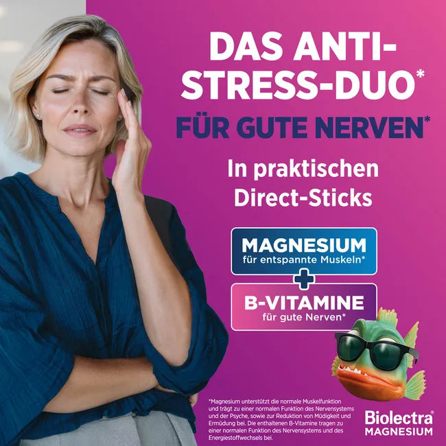 Germany Biolectra Magnesium 400 mg Nerves & Muscles Vital 60 Sticks Magnesium + B Vitamins Sugar Free PZN 19150883