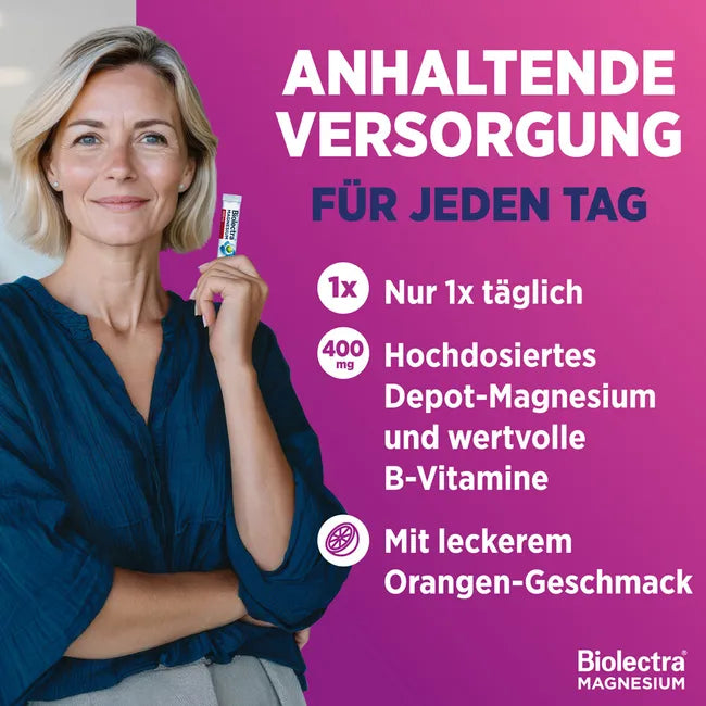 Germany Biolectra Magnesium 400 mg Nerves & Muscles Vital 60 Sticks Magnesium + B Vitamins Sugar Free PZN 19150883