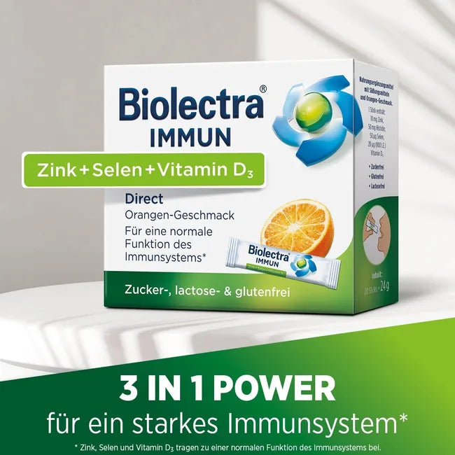 德国原装Biolectra提高免疫力直服颗粒 60袋 PZN 17605599 锌 硒 维生素D3