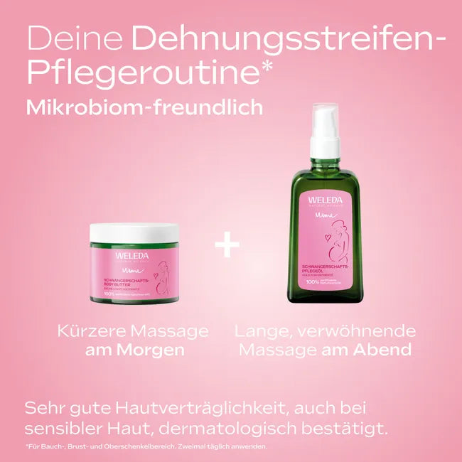 Weleda Pregnancy Skin Care Duo | Pregnancy Body Oil + Pregnancy Body Butter | Stretch Mark Prevention & Intensive Hydration | Made in Germany