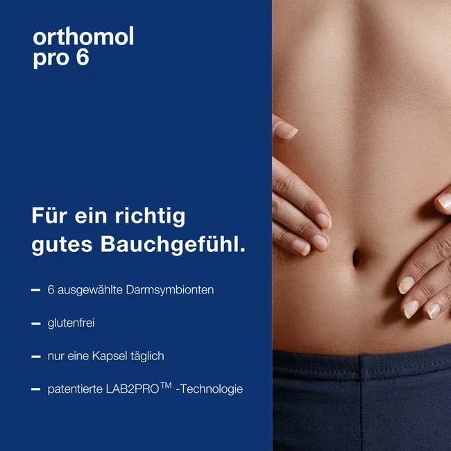 Orthomol® Pro 6 | 6 Selected Gut Symbiont Strains + Vitamin C | LAB2PRO™ Technology | 30 Capsules | PZN 17839445