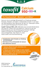 taxofit Calcium 950 + D3 + K | 950 mg Calcium + Vitamin D3 & K1 | Bones, Muscles & Teeth Support | 30 Tablets | PZN 17877517