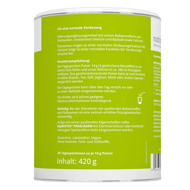 MyBIOTIK PRAELASAN Prebiotic Fiber Powder 420g | Psyllium Husk, Resistant Dextrin, Baobab & Calcium | Digestive Health & Regularity | PZN 18033129