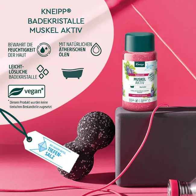 Kneipp Muscle Active Bath Crystals | Juniper, Eucalyptus & Rosemary Essential Oils | Vegan | 600 g | PZN 18060178