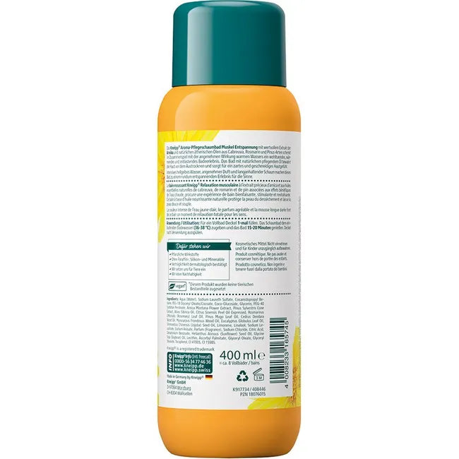 Kneipp Muscle Relaxation Aroma Care Bubble Bath | Arnica, Rosemary & Natural Essential Oils | 400 ml | PZN 18076015