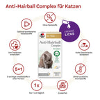 Doppelherz Anti-Hairball Complex for Cats | Malt, Salmon Oil, Inulin, Cellulose & Psyllium | Digestion & Hairball Support | 25 Licks | PZN 18110054