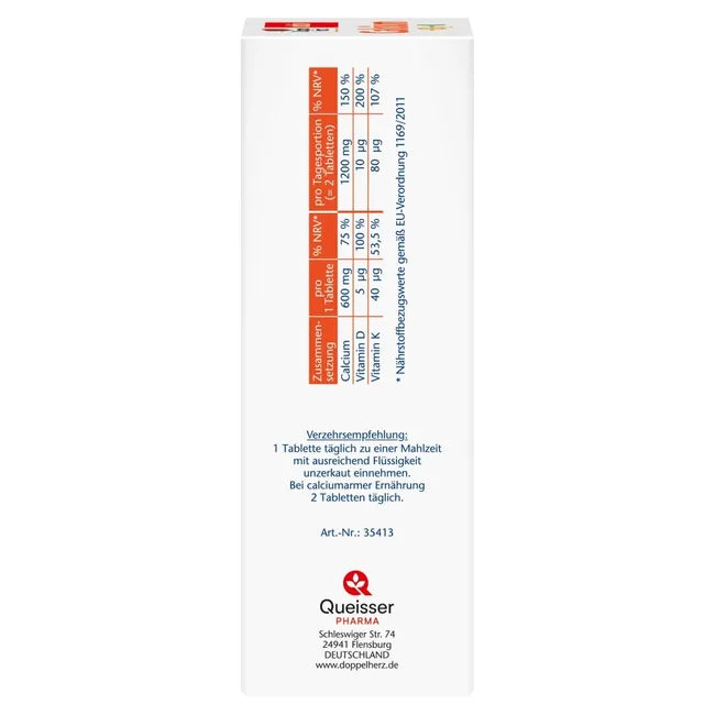 Doppelherz Calcium + D3 + K | Up to 1,200 mg Calcium for Bones & Teeth | 120 Tablets | PZN 18114684