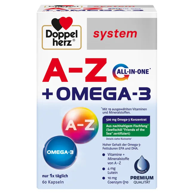 Doppelherz Ultimate Healthy Aging Bundle | Cell Protection + A-Z Omega-3 | Spermidine, CoQ10, Omega-3 & 19 Vitamins | Complete Daily Wellness Set