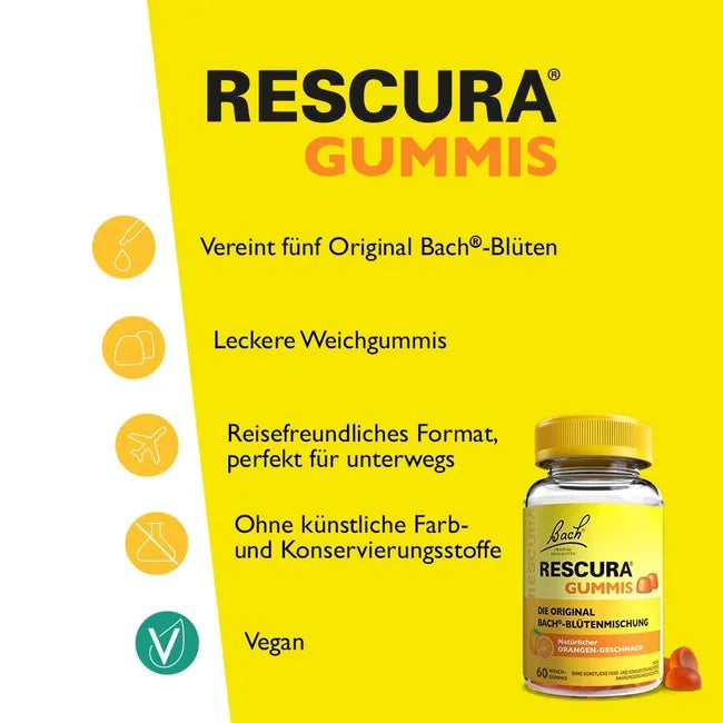 Bach RESCURA Day & Night Gummies Bundle | Original Bach Flower Essence Blend | Orange & Berry Flavors | Vegan | 2 × 60 Gummies PZN 18198936 + PZN 18198913 | Daily & Nighttime Wellness Set