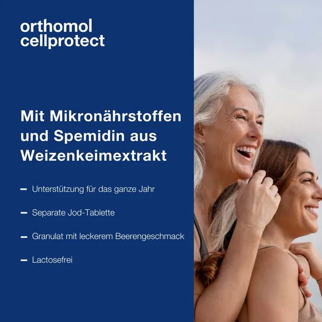 Orthomol Cellprotect | Cell Protection with Spermidine 1 mg, Omega-3, Polyphenols & CoQ10 | 30 Daily Portions | PZN 18259164