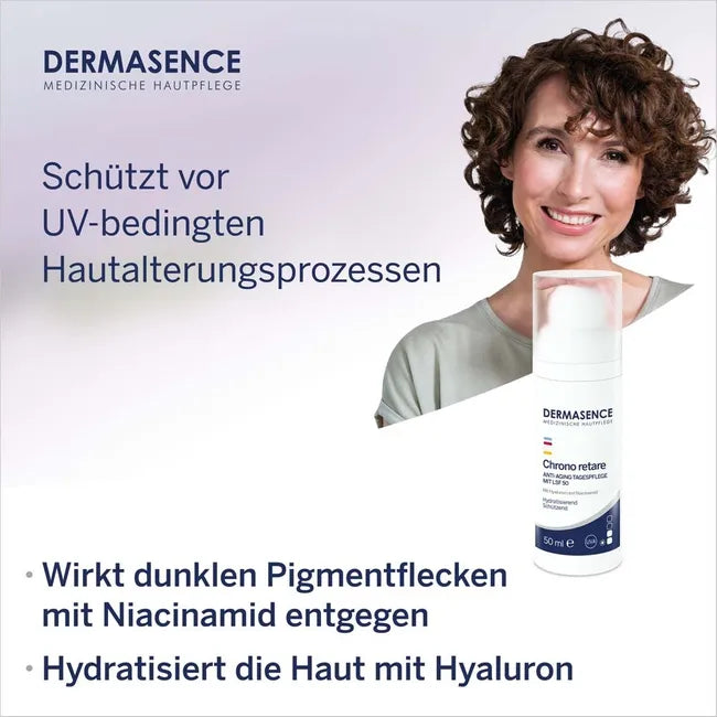 Dermasence Chrono Retare Anti-Aging Day Cream SPF 50 50ml | Hydrating Anti-Aging Moisturizer with Niacinamide & Hyaluronic Acid | Fragrance-Free PZN 18338320