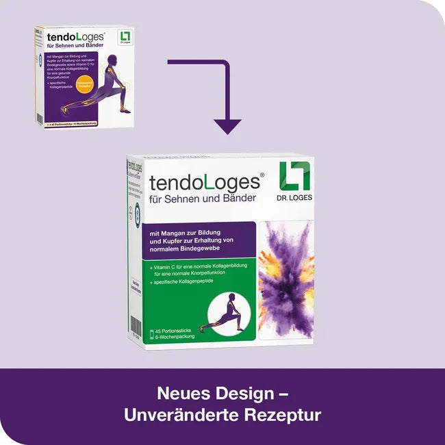 tendoLoges Tendon & Ligament Support | 5 g Collagen Peptides + Vitamin C, Manganese & Copper | 45 Sticks | PZN 18354394