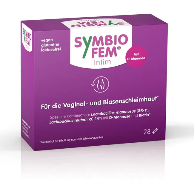 Symbiofem Intim Women's Vaginal Flora Probiotic 28 Sticks | Lactobacillus GR-1® & RC-14® | 2 Billion CFU | 2 g D-Mannose & Biotin | PZN 18392667