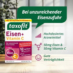taxofit Iron + Vitamin C | 50 mg Iron II + 50 mg Vitamin C | For Insufficient Iron Intake | Delayed Release | 40 Capsules | PZN 18399741