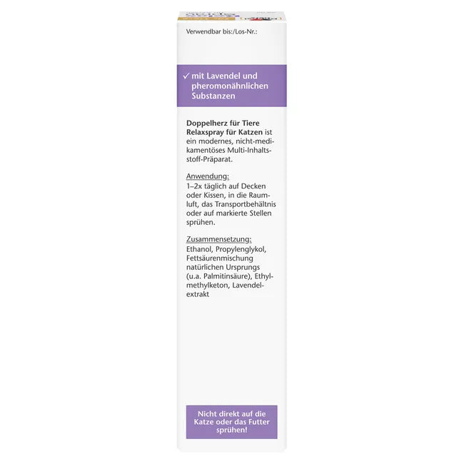 Doppelherz Relax Spray for Cats | Synthetic Feline Pheromones & Lavender | Calming Environment Spray for Home & Travel | 90 ml | PZN 18404689