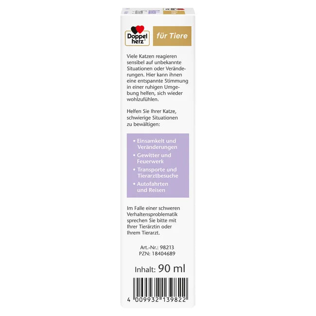Doppelherz Relax Spray for Cats | Synthetic Feline Pheromones & Lavender | Calming Environment Spray for Home & Travel | 90 ml | PZN 18404689