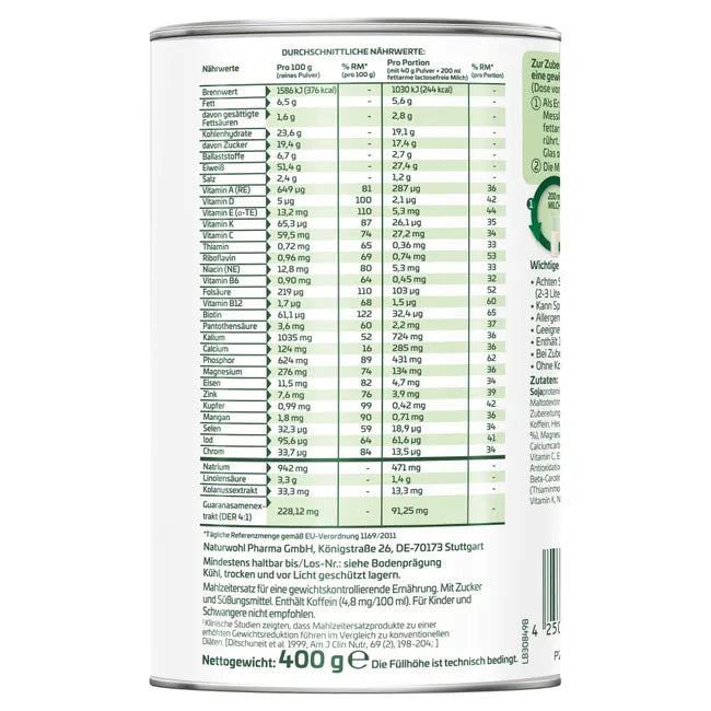 Yokebe ULTIMA Fat Burning Shake | High-Protein Meal Replacement with Guarana, Vitamins & Minerals | Vanilla-Lemon | 2 × 400 g | PZN 18426165