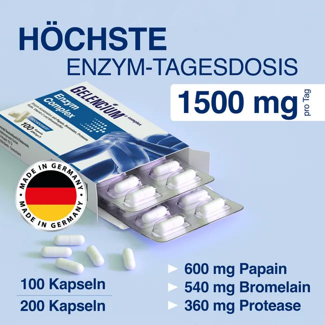 Gelencium Enzyme Complex | High-Strength Bromelain, Papain & Protease | With Vitamin C, Zinc & Selenium