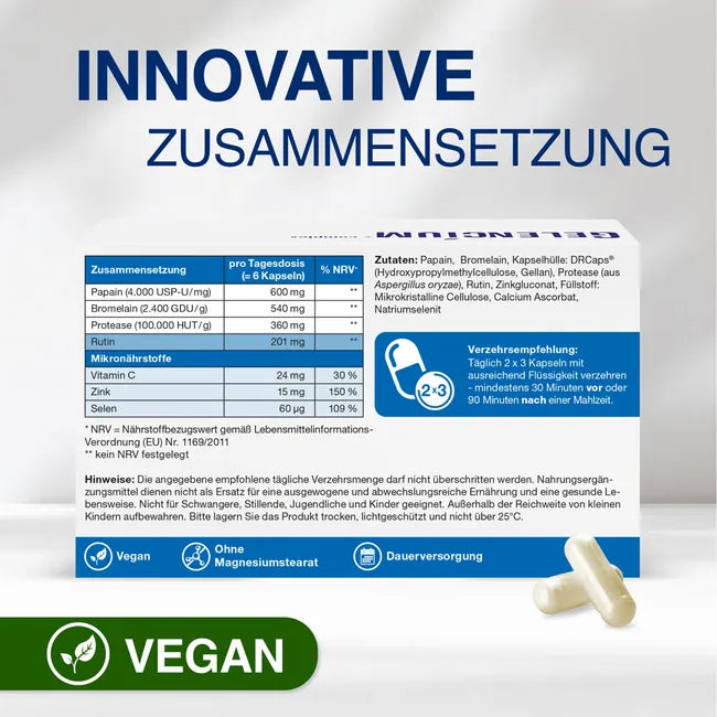 Gelencium Enzyme Complex | High-Strength Bromelain, Papain & Protease | With Vitamin C, Zinc & Selenium