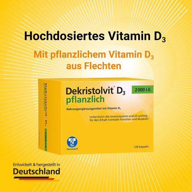 Dekristolvit D3 2000 IU Plant-Based | Vegan Vitamin D3 from Lichen | Immune System, Bones & Muscle Support | 120 Capsules | PZN 18674845