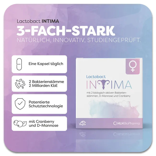 Lactobact INTIMA 30 Delayed-Release Capsules | Cranberry, D-Mannose & Probiotics for Women's Urinary & Intimate Health | PZN 18739349