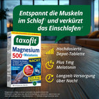 taxofit Magnesium 500 Night + Melatonin | 2-Pack | 1 mg Melatonin, Hops, Vitamin B6 & E | 2 × 30 Tablets | PZN 18739651