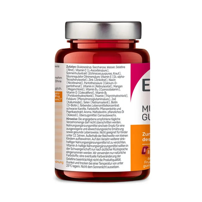 EUNOVA Multivitamin Gummies | 11 Vitamins + 4 Minerals & Echinacea | Immune Support | 60 Gummies | PZN 18747113