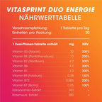 Vitasprint Duo Energie | High-Dose Vitamin B Complex + Rhodiola Rosea 200 mg | 2-Phase Energy Formula | Vegan | 20 Tablets | PZN 18760556