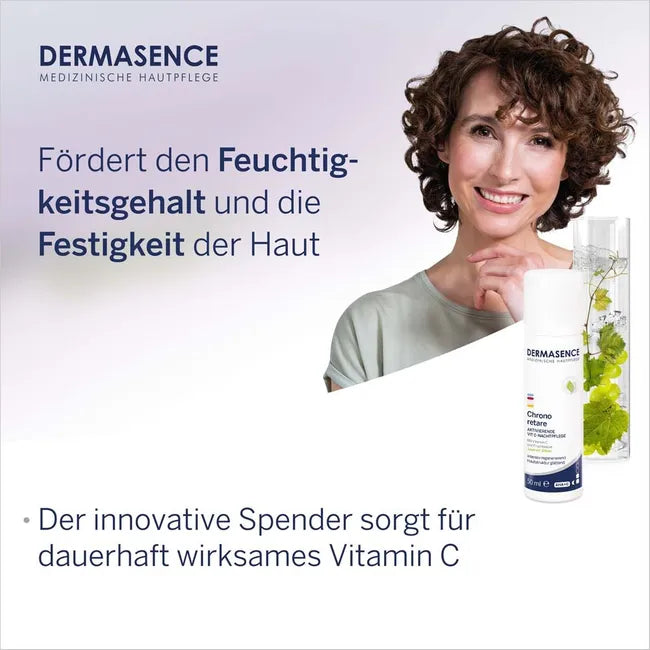 Dermasence Chrono Retare Activating Vitamin C Night Cream 50ml | Overnight Anti-Aging Treatment with Vitamin C, Glycolic Acid & Urea |PZN 18768285