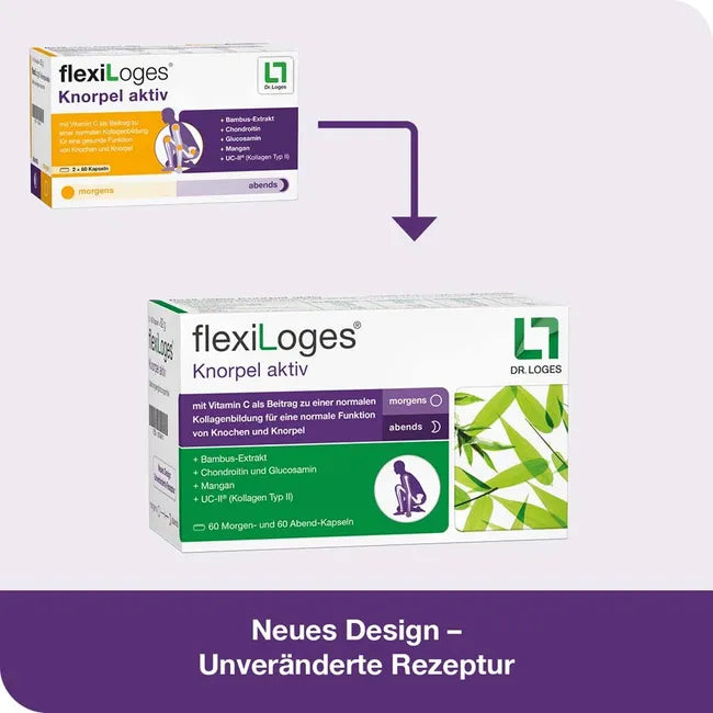 flexiLoges Knorpel Aktiv | UC-II® Type II Collagen + NAG, MSM & Chondroitin | Joint & Cartilage Support | 240 Capsules | PZN 18784628