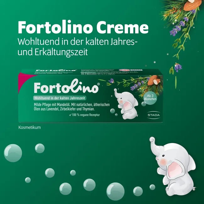 Fortolino Baby Care Cream with Almond Oil | Gentle Chest & Back Skin Care from 3 Months | Panthenol & Essential Oils | Vegan | 60g | PZN 18810277