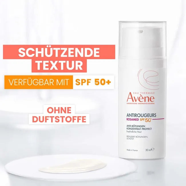 Avène Antirougeurs Rosamed SPF 50+ Anti-Redness Concentrate Protect | 6% Angiopausine™ | Redness & Rosacea-Prone Sensitive Skin | 30 ml | PZN 18889014