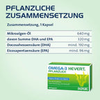 Omega-3 Hevert Plant-Based | Vegan Algae Oil with DHA & EPA | Heart, Brain & Vision Support | Fish-Free | 120 Capsules | PZN 19054205