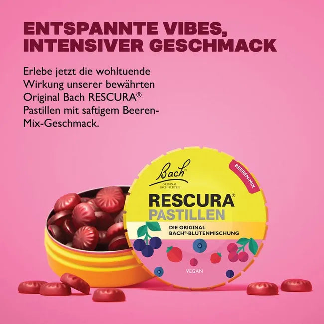 Bach RESCURA Berry Mix Pastilles 250g | Original Bach® Flower Essence Blend | Sugar-Free | Vegan | 5 × 50 g | Family Value Pack PZN 19096385